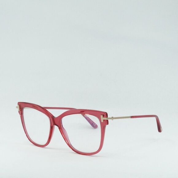Tom Ford FT5704-B 066 Eyeglasses Raspberry 54mm Cat Eye Frame Blue Light Block